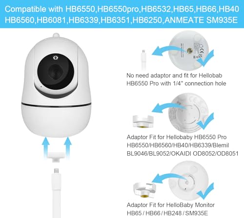 AISVAN 157 inch Flexible Baby Monitor Clip Mount for HelloBaby HB6560HB6550HB65HB40HB6339HB66HB6550Pro ANMEATE SM935E Baby Camera Mount Holder Stand with Attach to Baby Crib Without Without Tools - Image 3