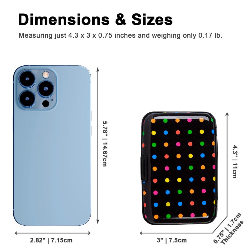 Kaabao Credit Card Holder for Women Men Small RFID Blocking Wallet Business Metal Slim Mini Aluminum Hard Case Gift (Multicolor Polka Dots) - Image 5