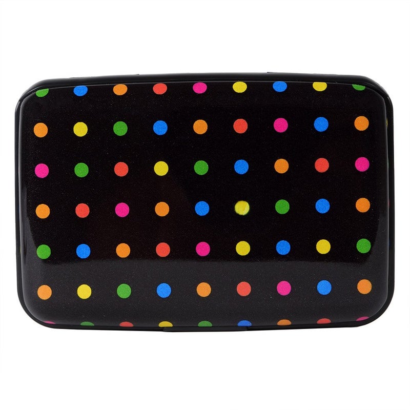 Kaabao Credit Card Holder for Women Men Small RFID Blocking Wallet Business Metal Slim Mini Aluminum Hard Case Gift (Multicolor Polka Dots) - Image 1