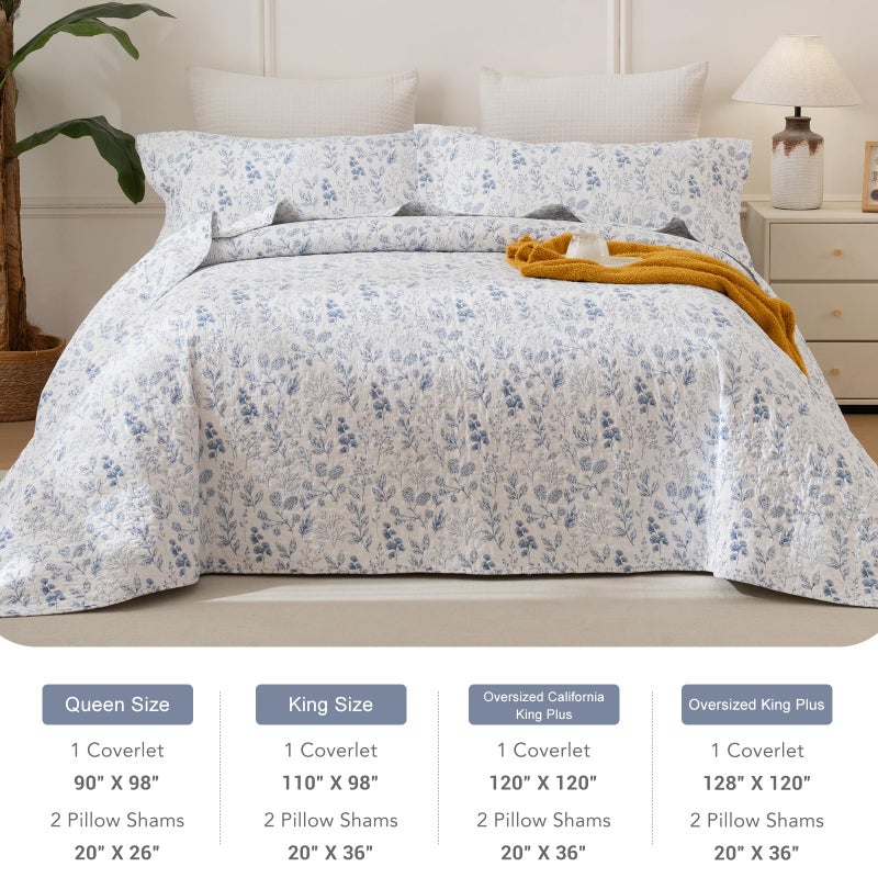 Lady Ann 100% Cotton Floral King Quilt Set - Vibrant Paisley Flowers Pattern Plant Botanical Printed Quilted Bedspread & Coverlet Set  3 Pcs Lightweight Extra Soft King Bedding Cover All Season - Image 5