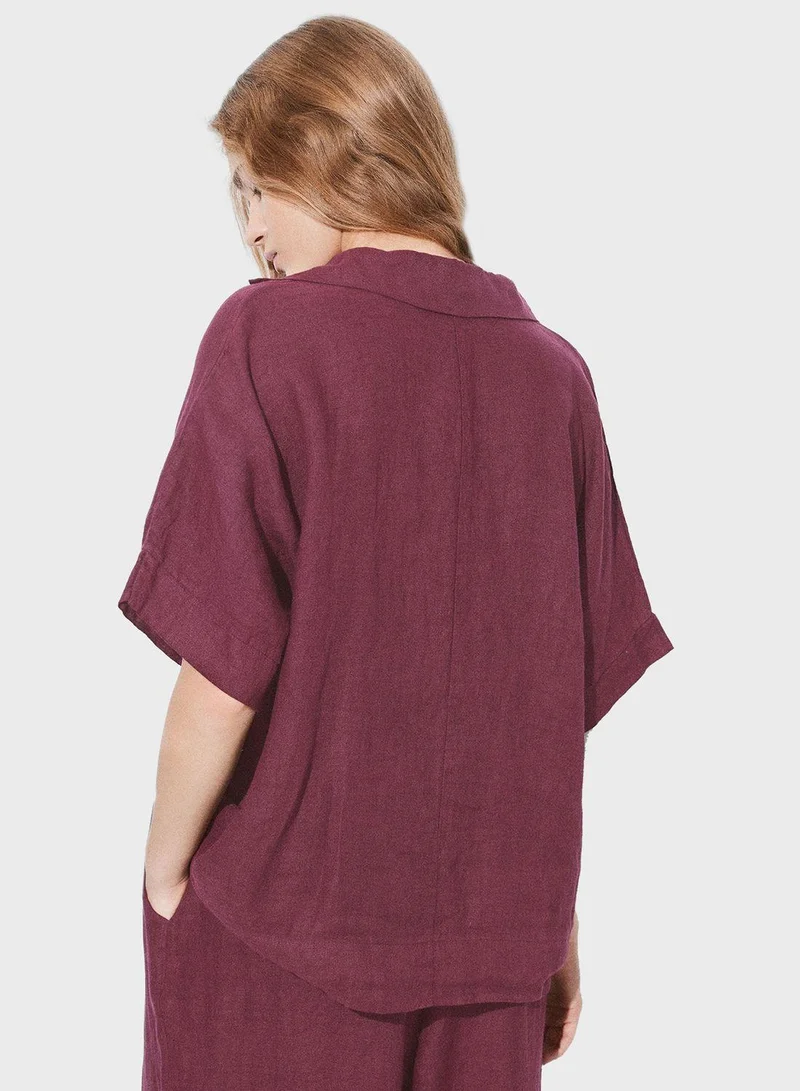 بارفوا بلوزة بياقة على شكل حرف