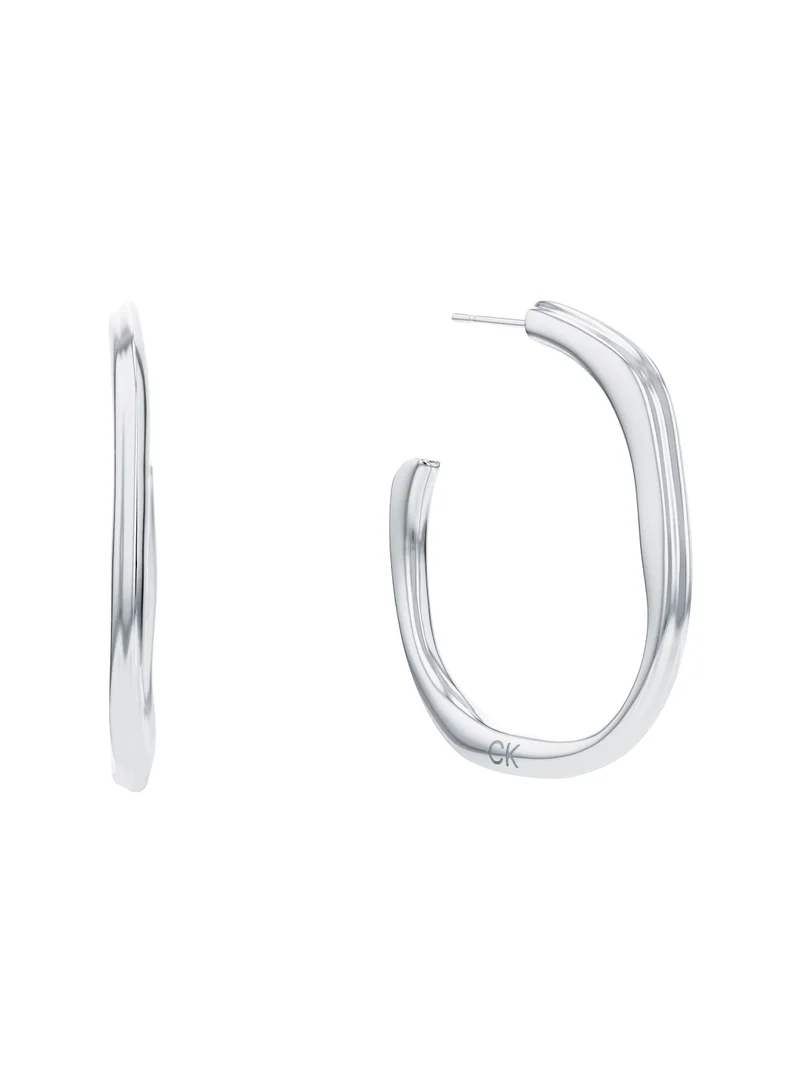 كالفن كلاين Calvin Klein Women's Silver Hoop Earrings - 35000643