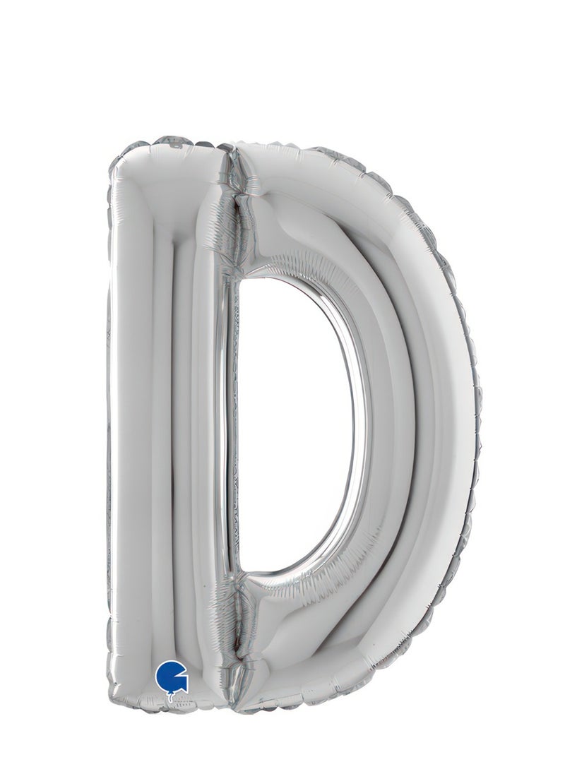 GRABO 26" Foil Balloon Letter D Silver  - Image 1