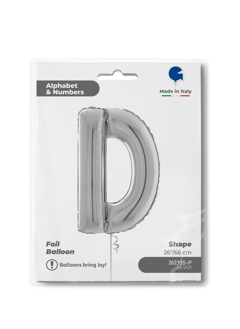 GRABO 26" Foil Balloon Letter D Silver  - Image 2