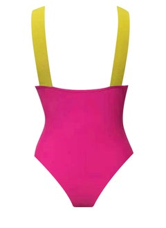 MARGOUN Medium Size Swimsuit Women Push Up Bra Neon Bandage Swimwear Bathing Suit Swimming Suit Pink /M0040  - Image 4