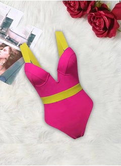 MARGOUN Medium Size Swimsuit Women Push Up Bra Neon Bandage Swimwear Bathing Suit Swimming Suit Pink /M0040  - Image 2