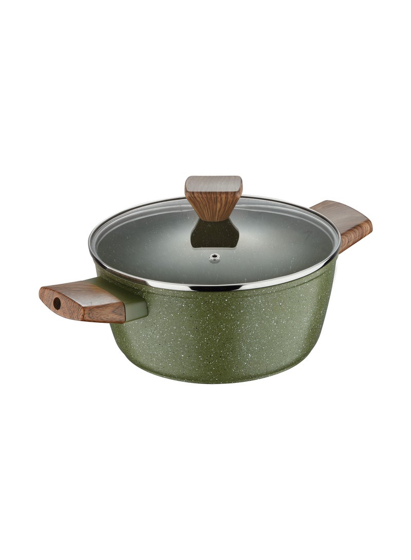 BERGNER ACADIA FORGED ALUMINUM  CASSEROLE W LID 24CM WITH  INDUCTION BOTTOM, GREEN COLOR, BG56242GR  - Image 1