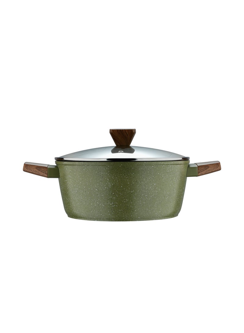 BERGNER ACADIA FORGED ALUMINUM  CASSEROLE W LID 24CM WITH  INDUCTION BOTTOM, GREEN COLOR, BG56242GR  - Image 2
