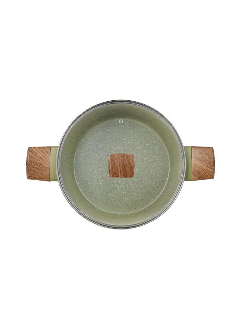 BERGNER ACADIA FORGED ALUMINUM  CASSEROLE W LID 24CM WITH  INDUCTION BOTTOM, GREEN COLOR, BG56242GR  - Image 3