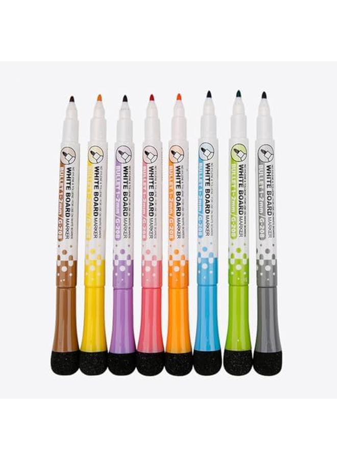ECVV 8 Pack Whiteboard Pens Dry Erase Magnetic Whiteboard Markers Easy To Wipe Meeting Pen With Eraser Cap For Writing On Whiteboards Glass Mirror  - Image 2
