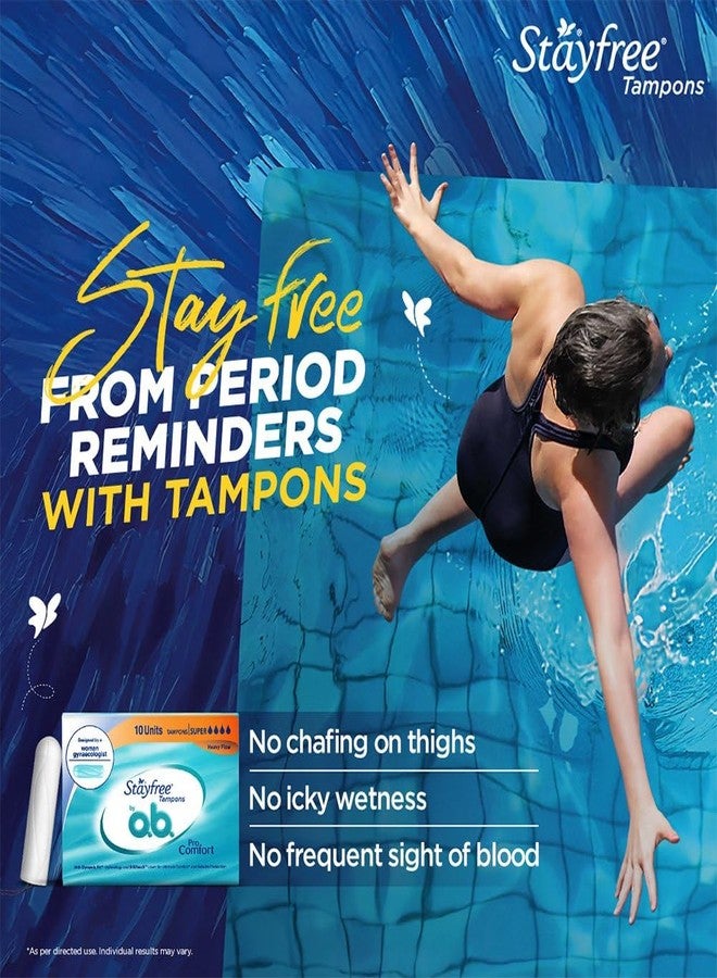 Stayfree Tampons by OB Super 10's (Buy 2 Get 1 Free) | Heavy Flow | Dynamic Fit Technology | Rash free | No skin irritation| Upto 100% leakage protection | Silk touch technology | Stain free - Image 2