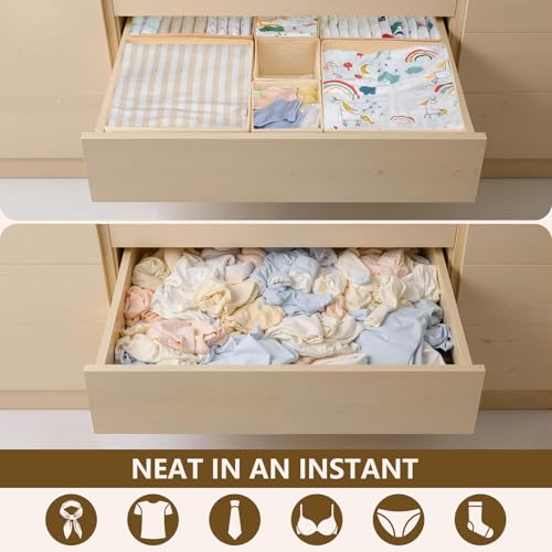 KIUGCO Drawer Organizer Clothes, 16 Pack Dresser Organizer Bins, Foldable Closet Organizers and Storage Fabric Dresser Bins, Shallow Drawer Dividers for Clothing, Underwears, Socks, Tie - Image 5