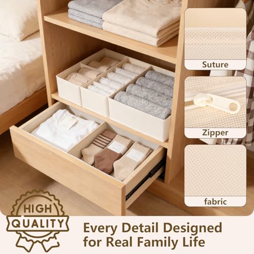 KIUGCO Drawer Organizer Clothes, 16 Pack Dresser Organizer Bins, Foldable Closet Organizers and Storage Fabric Dresser Bins, Shallow Drawer Dividers for Clothing, Underwears, Socks, Tie - Image 3