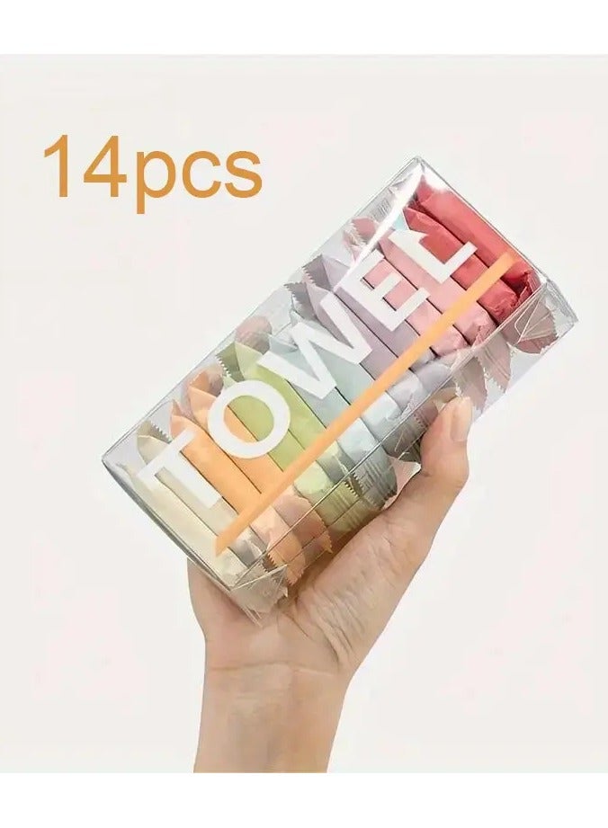 جلوسكي 14pcs/مجموعة محمولة جاهزة للذهاب مضغوط المتاح المغسول ، سميكة الضغط المتاح منشفة الوجه ، جافة ورطبة ، مثالية للسفر والاستخدام المنزلي! - Image 1