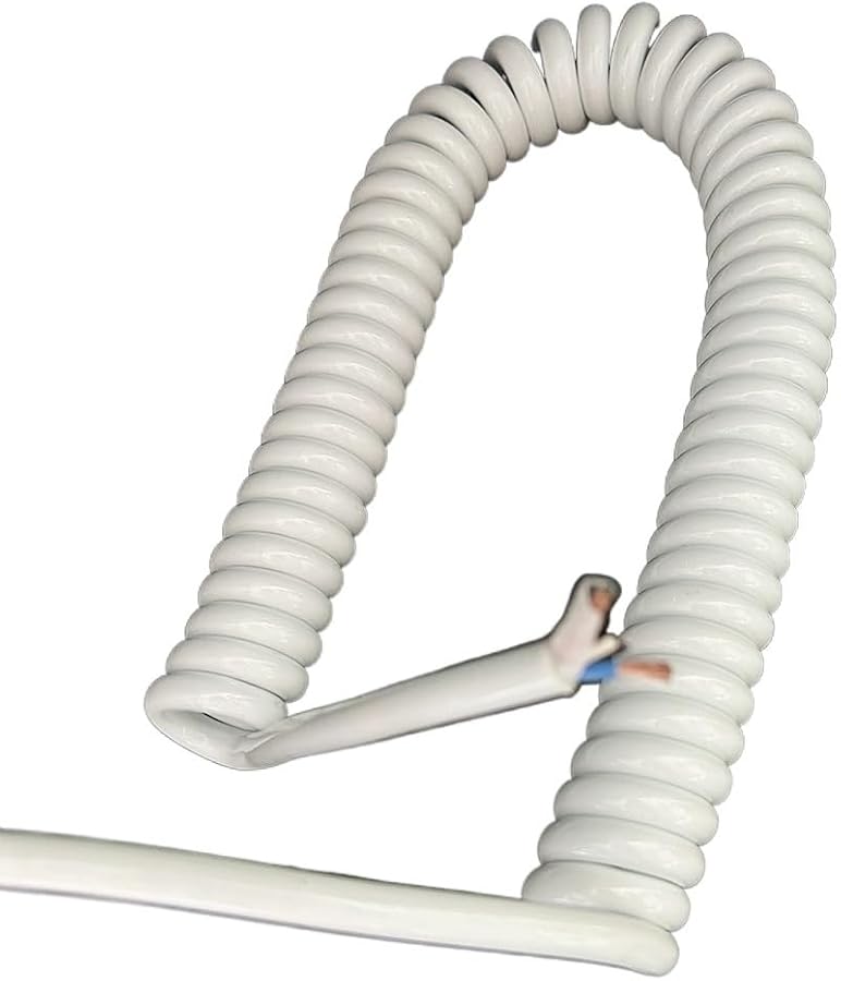 كابل الطاقة القابل للسحب بالزنبرك الأبيض 0.5 متر يمتد إلى 1.25 متر سلك تمديد ملفوف - Image 2