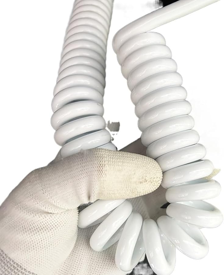 كابل الطاقة القابل للسحب بالزنبرك الأبيض 0.5 متر يمتد إلى 1.25 متر سلك تمديد ملفوف - Image 5