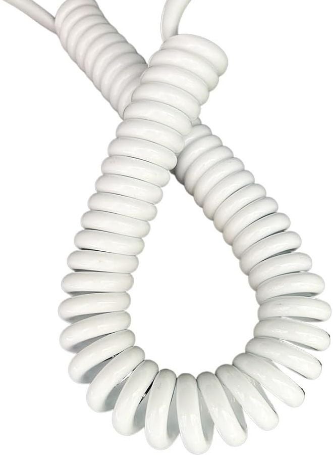 كابل الطاقة القابل للسحب بالزنبرك الأبيض 0.5 متر يمتد إلى 1.25 متر سلك تمديد ملفوف - Image 3