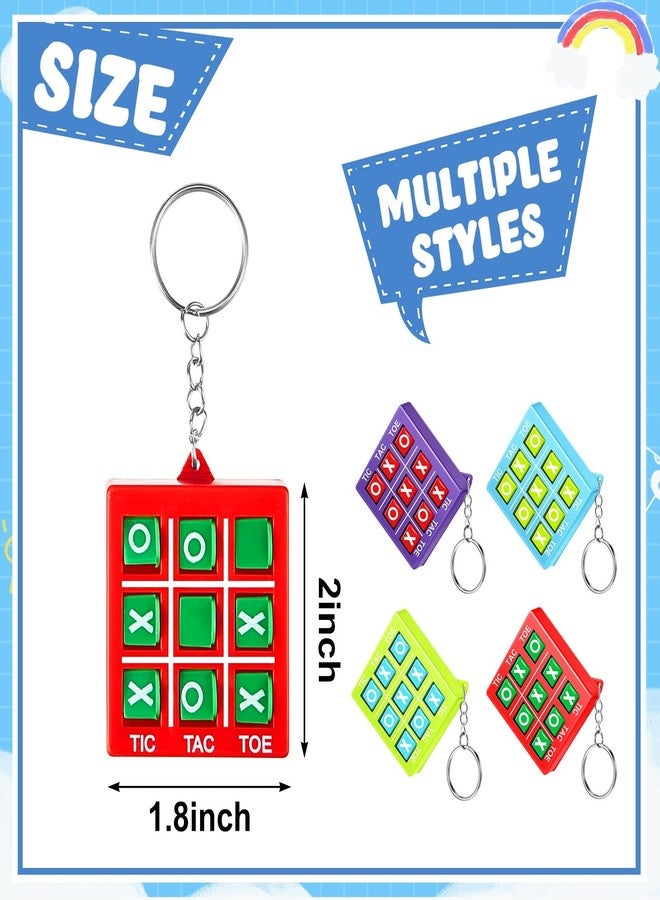 Zomiboo 16 Pcs Tic Tac Toe Keychain Valentines Tic Tac Toe Game Party Favor Goodie Bag for Kids Ages 8-12, Stocking Stuffer Prize Puzzle Game Birthday Christmas Party Gift for Boy Girl (4 Color) - Image 3