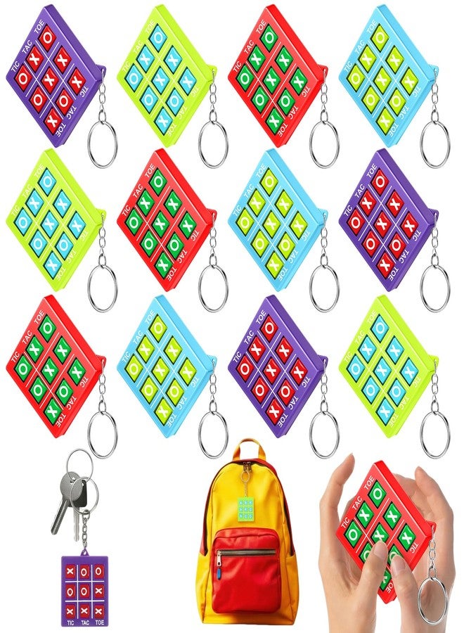Zomiboo 16 Pcs Tic Tac Toe Keychain Valentines Tic Tac Toe Game Party Favor Goodie Bag for Kids Ages 8-12, Stocking Stuffer Prize Puzzle Game Birthday Christmas Party Gift for Boy Girl (4 Color) - Image 1