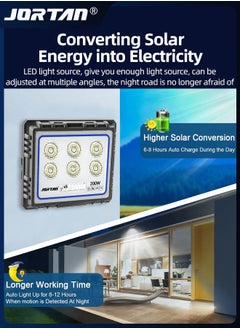 جورتان 200W الأضواء الكاشفة الشمسية و 6V 15W الألواح الكهروضوئية 90 مصباح الخرز أضواء الشوارع الشمسية في الهواء الطلق استشعار الحركة IP65 للماء مع جهاز التحكم عن بعد لمسار حمام السباحة الفناء  - Image 3