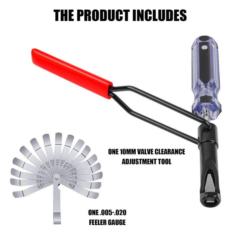 JNSOET Valve Lash Adjustment Tool, with Angled Feeler Gaugeï¼ŒJam Nut Valve Adjustment Tool, Slotted Valve Adjusting Stud, Compatible with Honda/Nissan/Toyota/Japanese Auto Vehicle Engines (10mm Model) - Image 4