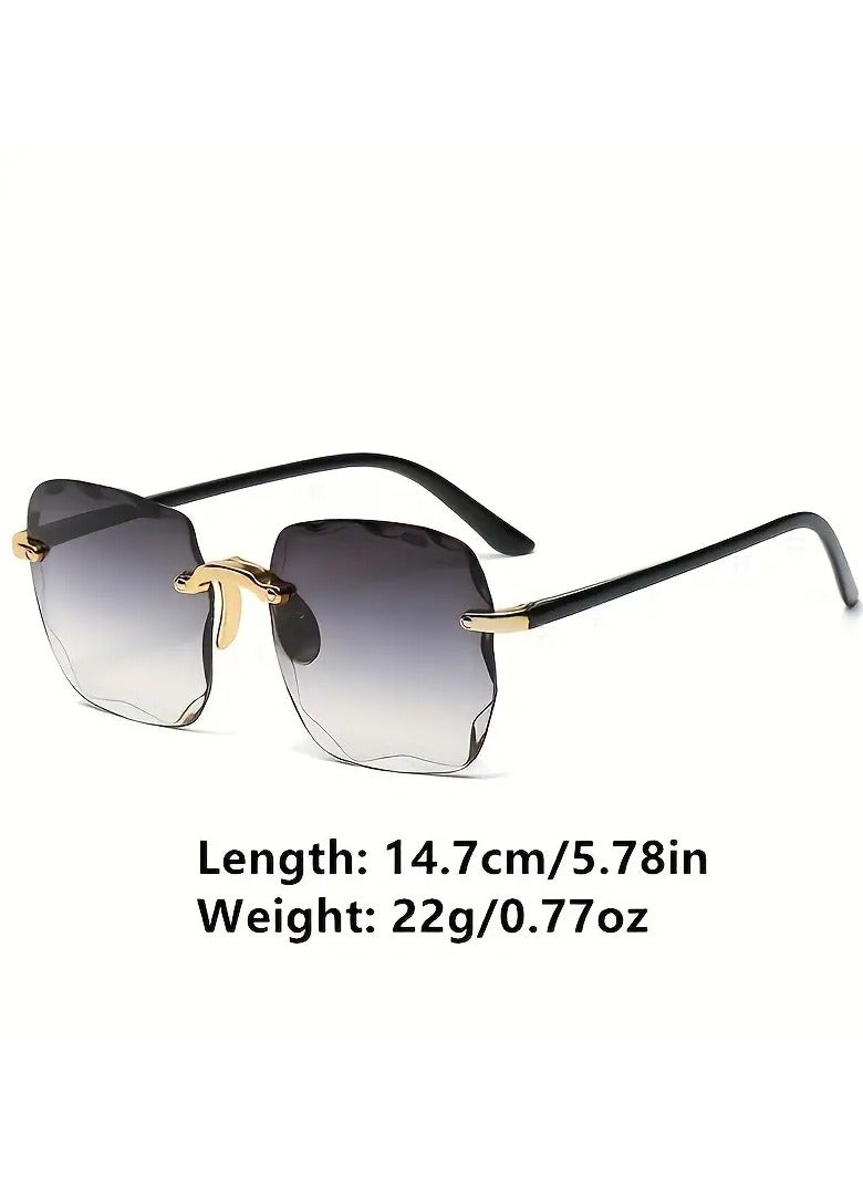 Square Rimless Fashion Sunglasses for Women Men