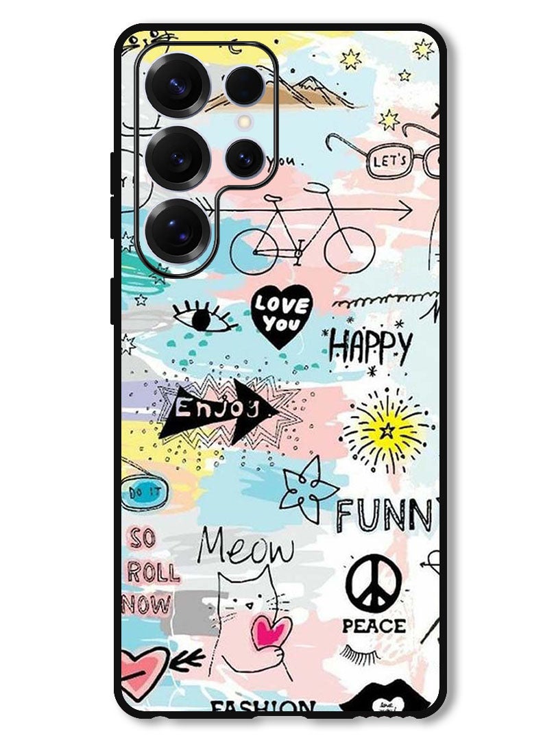 Theodor Protective Case Anti Scratch Shock Proof Bumper Cover For Samsung Galaxy S25 Ultra Doodle Art - Image 1