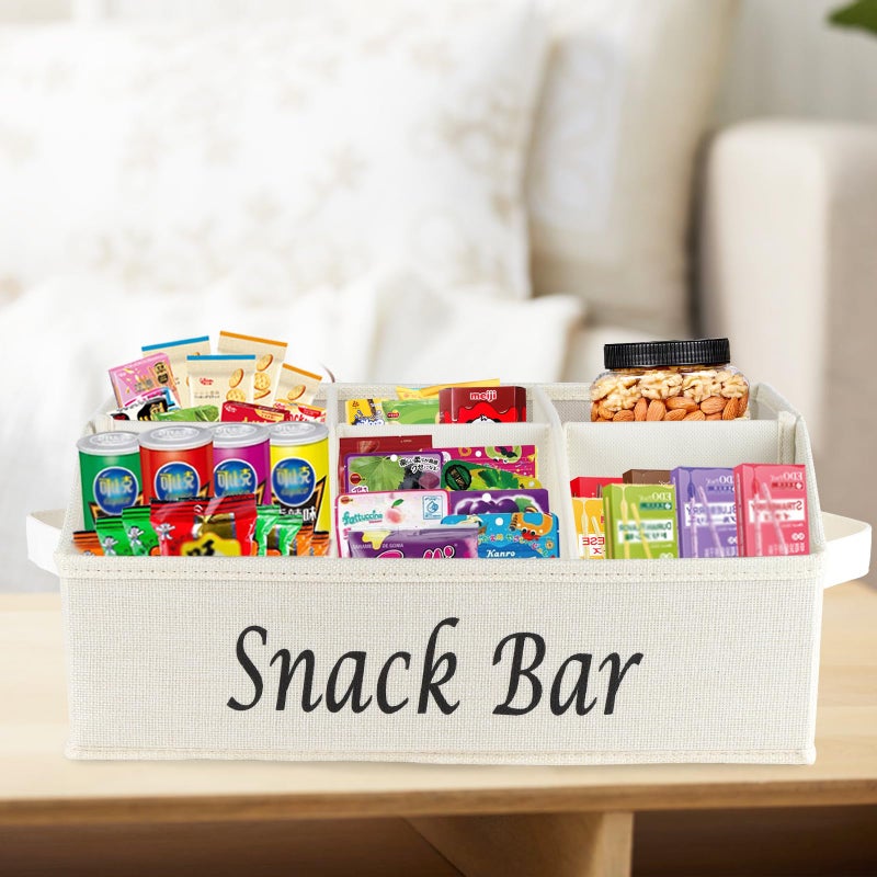 Xbopetda Snack Organizer for Countertop, Fabric Snack Organizer with Handles, 6 Compartment Snack Box Container Snack Basket, Snack Bar Station Organizer, Kitchen Pantry Organizer and Storage - Beige - Image 5