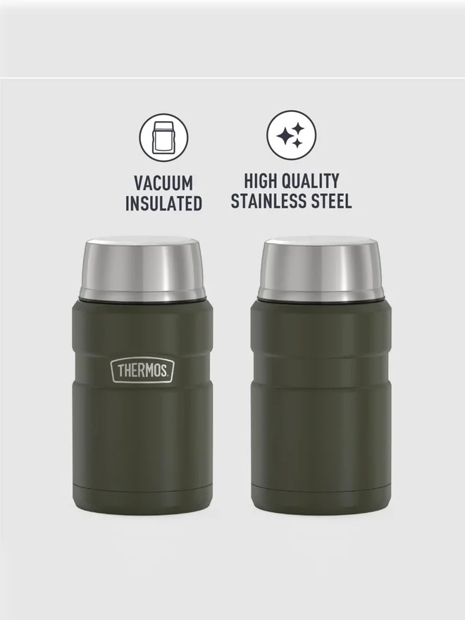THERMOS SS Vacuum Insulated Army Green Jar 710Ml