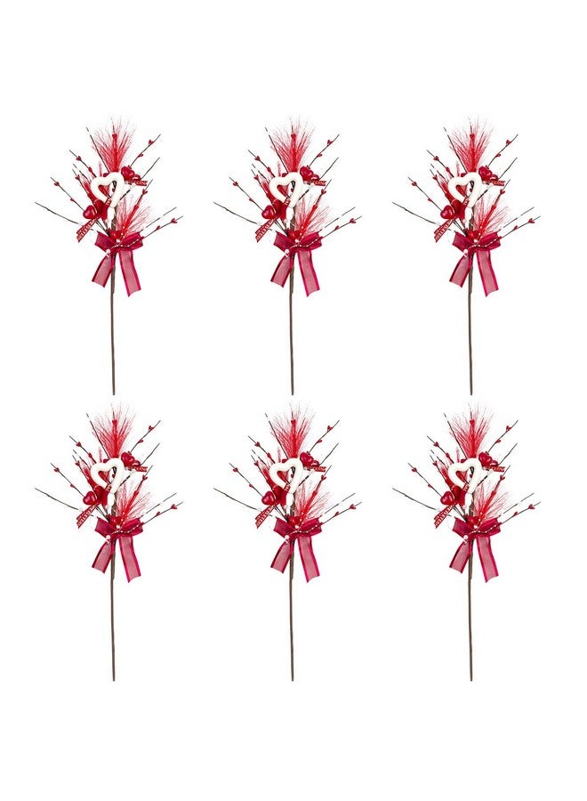 CODOHI 6 Pcs Valentine's Day Heart Shaped Berry Feather Picks, 19.7 Inch Artificial Red White Heart Berry Flower Stems for Wedding Christmas Home Vase Decor - Image 2