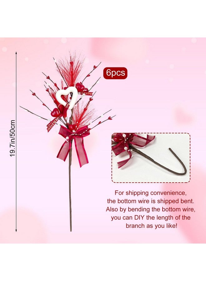 CODOHI 6 Pcs Valentine's Day Heart Shaped Berry Feather Picks, 19.7 Inch Artificial Red White Heart Berry Flower Stems for Wedding Christmas Home Vase Decor - Image 4