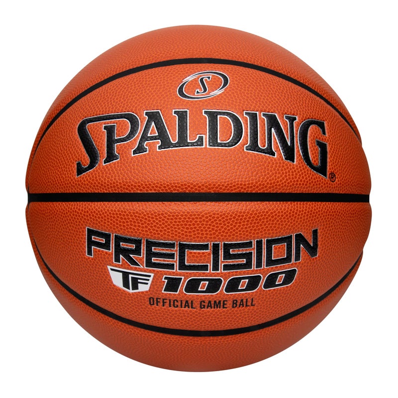 Spalding Precision TF-1000 Indoor Game Basketballs, Dry Grip Microfiber Composite Cushioned Cover, High School Approved - Size 7, 29.5" - Image 1