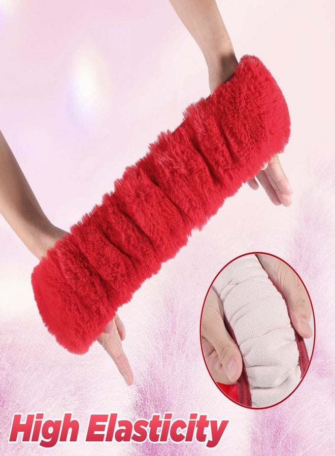 SEG Direct Furry Car Steering Wheel Cover with Fluffy Gear Shift Cover Soft Warm Non-Slip Car Decoration for Women Girls 2 PCS Set, Red - Image 5