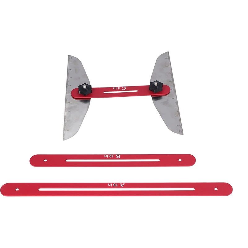 Stair Tread Template Tool, Multifunctional Folding Stair Tread Gauge with Anodized Ruler for Measuring Stair Risers and Angled Cuts, Reusable Stair Tread Measuring Tool for Carpent - Image 2