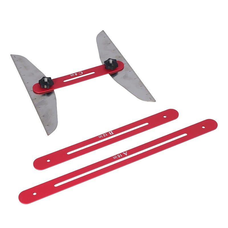 Stair Tread Template Tool, Multifunctional Folding Stair Tread Gauge with Anodized Ruler for Measuring Stair Risers and Angled Cuts, Reusable Stair Tread Measuring Tool for Carpent - Image 3