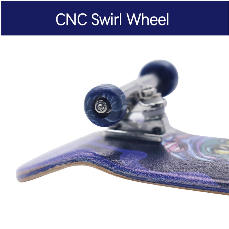 RACOFSB Pro Fingerboard 34mm Wooden Board Professional Finger Skateboard Trucks CNC Swirl Wheels (Alien) - Image 5