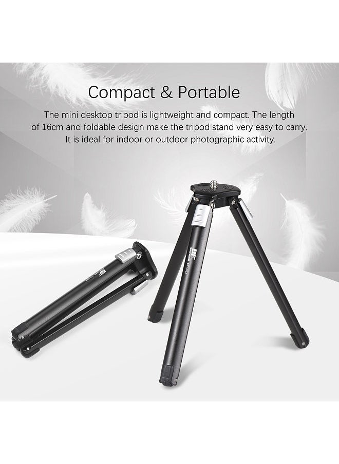 BAFANG - BFT-01A Foldable Tripod Desktop Tripod Stand Aluminum Alloy 2kg/4.4lbs Load Capacity 3-Level Height Adjustable with 1/4in Screw for DSLR Cameras Stabilizers - Image 1