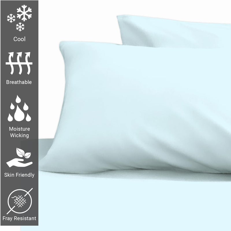 PIZUNA 100% Cotton Pillow Cases 48 x 74 cm Baby Blue, 400 Thread Count Soft Luxurious Long Staple Cotton Sateen Weave Pillow Cover (Soft Pillowcase Baby Blue - 2PC) - Image 2