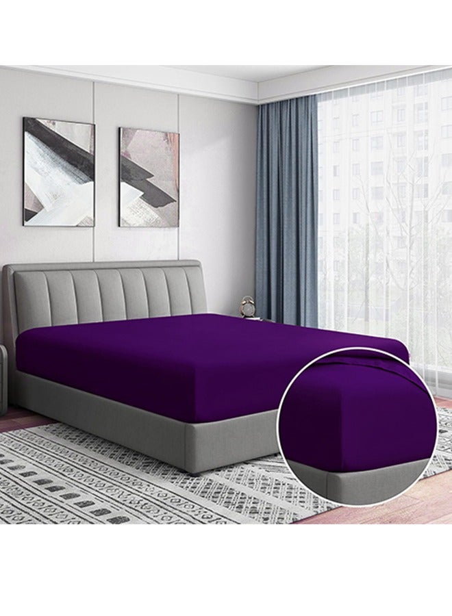 snooze Fitted bed sheet set 2Pcs, 120*200 cm, Purple - Image 1