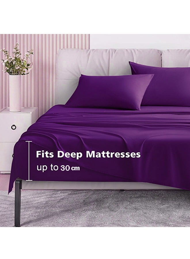 snooze Fitted bed sheet set 2Pcs, 120*200 cm, Purple - Image 2
