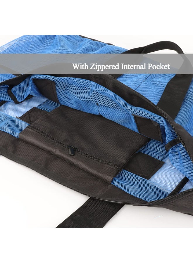 MileMelo Mesh Beach Bags and Totes, Extra Large Beach Bag with Zipper and Pockets, Oversized Big Beach Duffle Bag for Towels Beach Toys, Ideal for Your Family Pool Trip Blue - Image 5