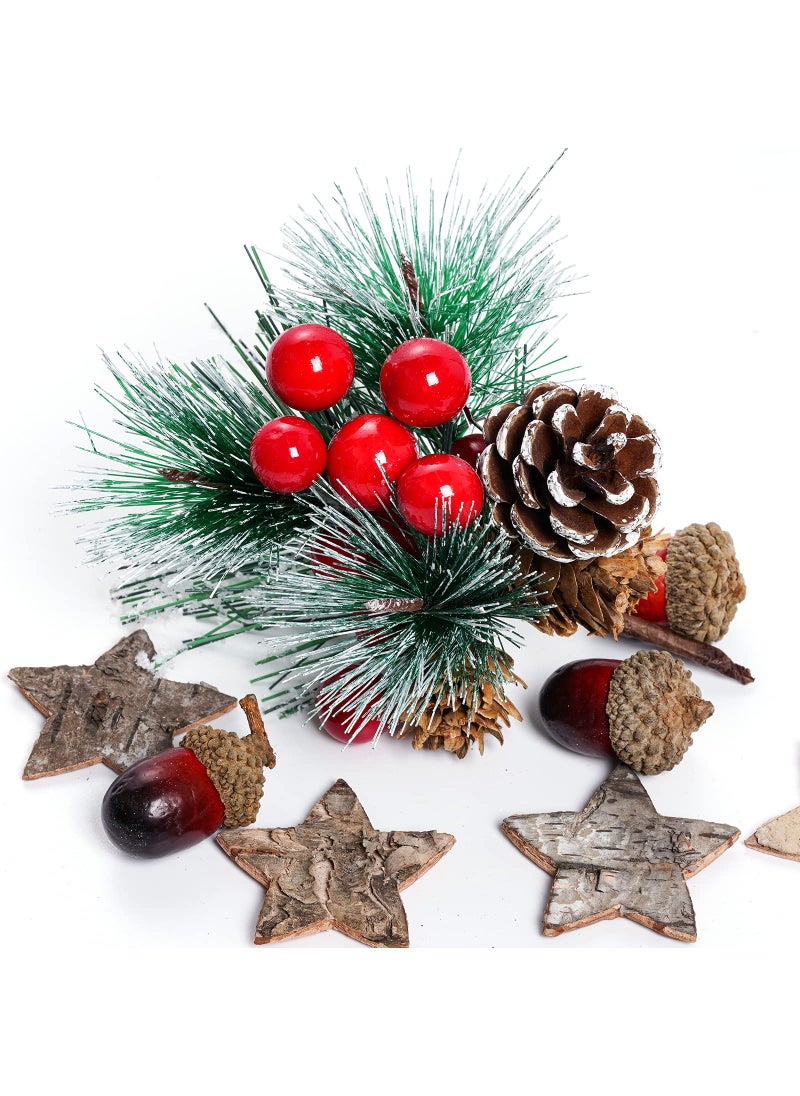 cnomg cnomg 108pcs Artificial Pine Cones Pine Branch Set  Fake Natural Pinecones Acorns Red Berries Christmas Decor Ornaments for Home Winter Decorations (108  Multicolor)  - Image 3
