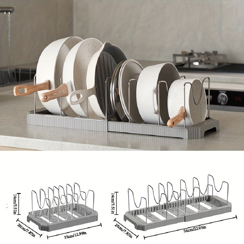 Extendable Pot Rack Kitchen Storage Rack Cabinet Built-In Pot Rack Under Sink Pot Rack Adjustable Cookware Storage Rack - Image 1