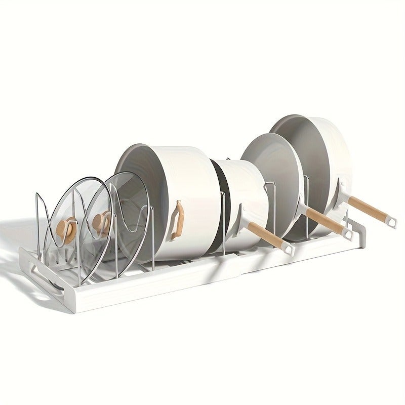Extendable Pot Rack Kitchen Storage Rack Cabinet Built-In Pot Rack Under Sink Pot Rack Adjustable Cookware Storage Rack - Image 4