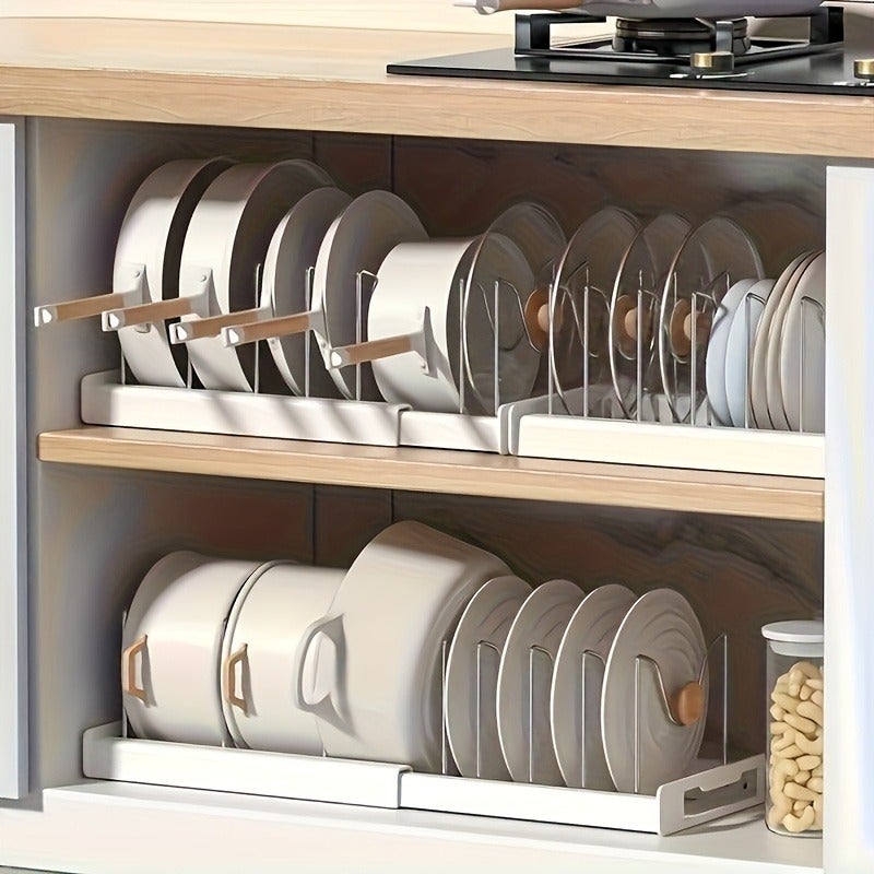 Extendable Pot Rack Kitchen Storage Rack Cabinet Built-In Pot Rack Under Sink Pot Rack Adjustable Cookware Storage Rack - Image 5