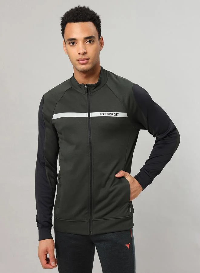 Technosport High Neck Full Sleeve Colorblock Fleece Jacket by Styli