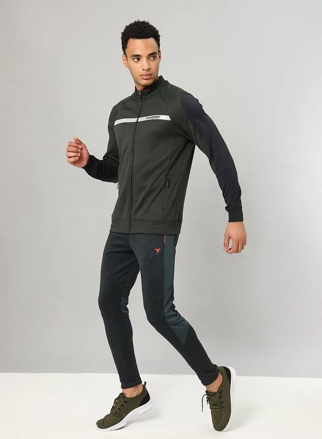 Technosport High Neck Full Sleeve Colorblock Fleece Jacket by Styli