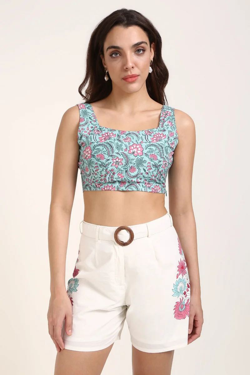 Virgio Cotton Jaipur Dinnerwear Block Print Bralette for Women