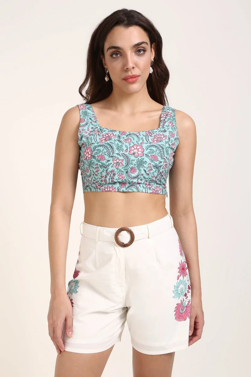 Virgio Cotton Jaipur Dinnerwear Block Print Bralette for Women