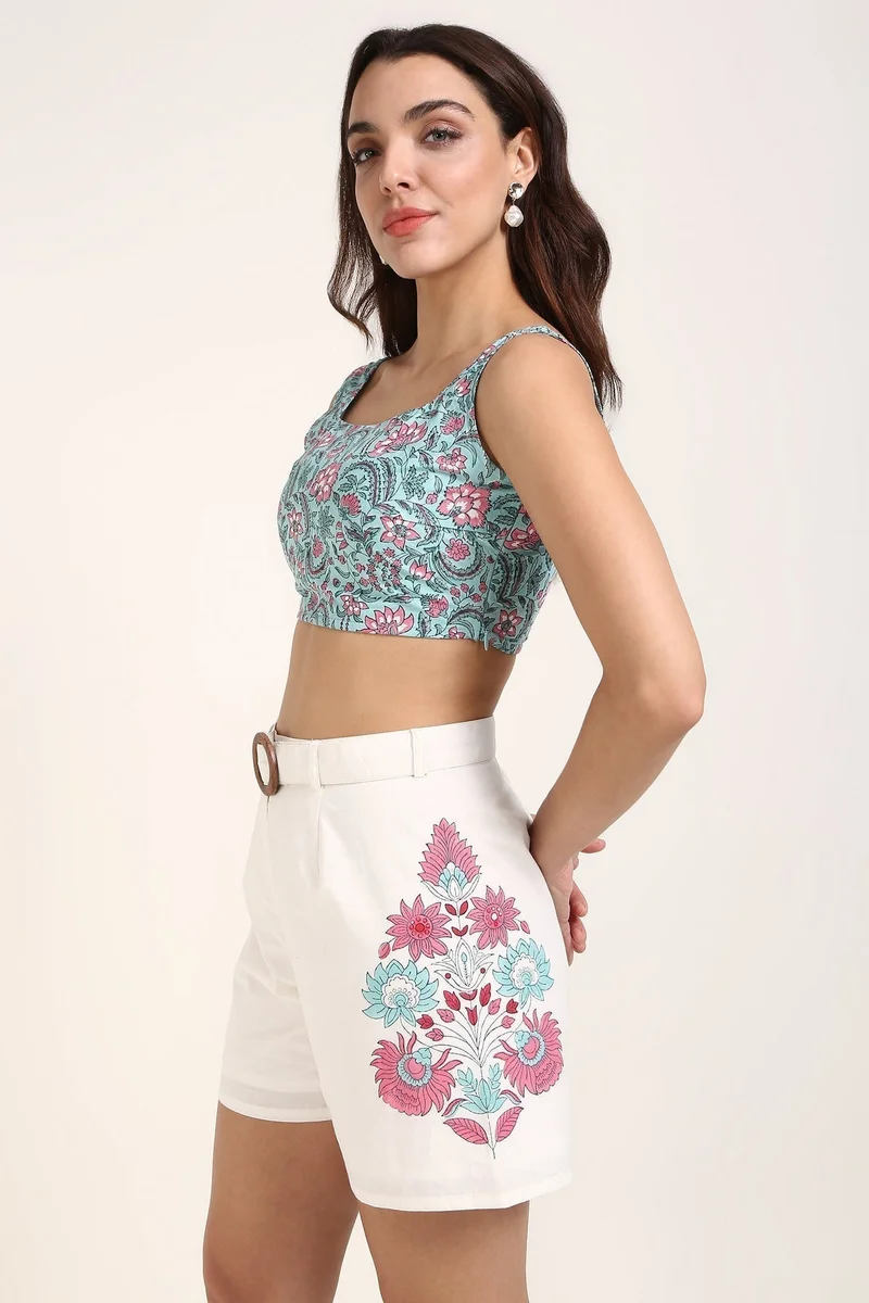 Virgio Cotton Jaipur Dinnerwear Block Print Bralette for Women